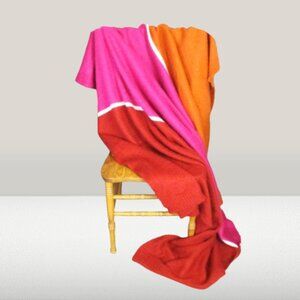 Mohair Wool Twin Size Blanket Throw IKEA Brown Pink Stripe Soft Knit